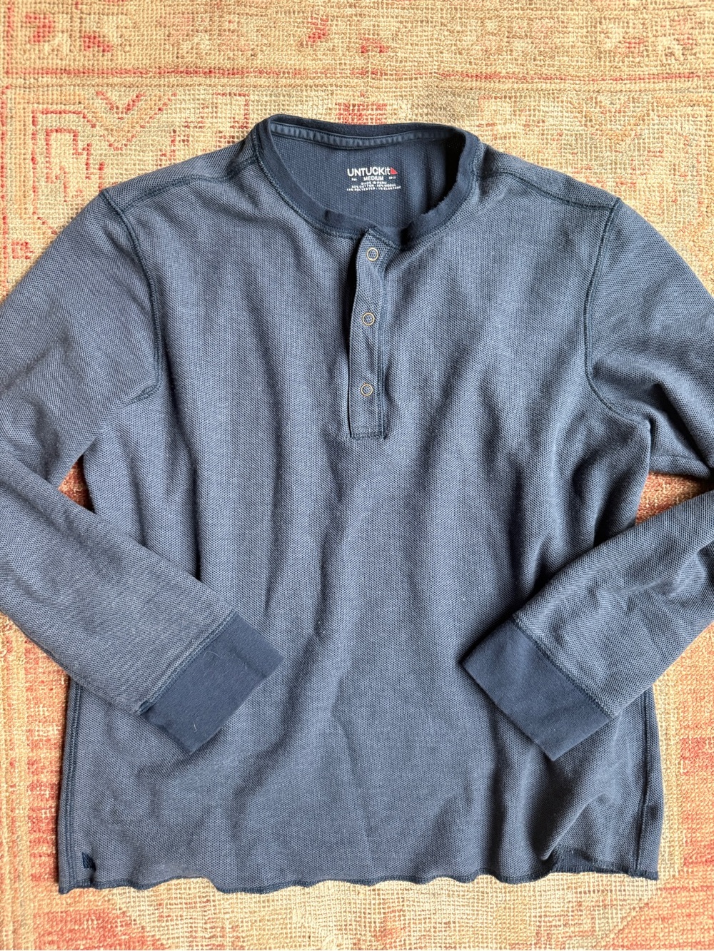 UNTUCKit Men's Long-Sleeve Henley Shirt - Dark Blue